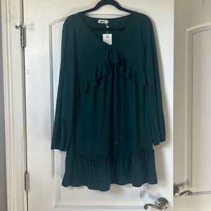 Green Long Sleeve Mini Dress